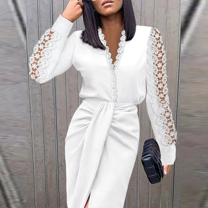Callaway | Stunning Modern Flair Long Party Dress with Lace Sleeves