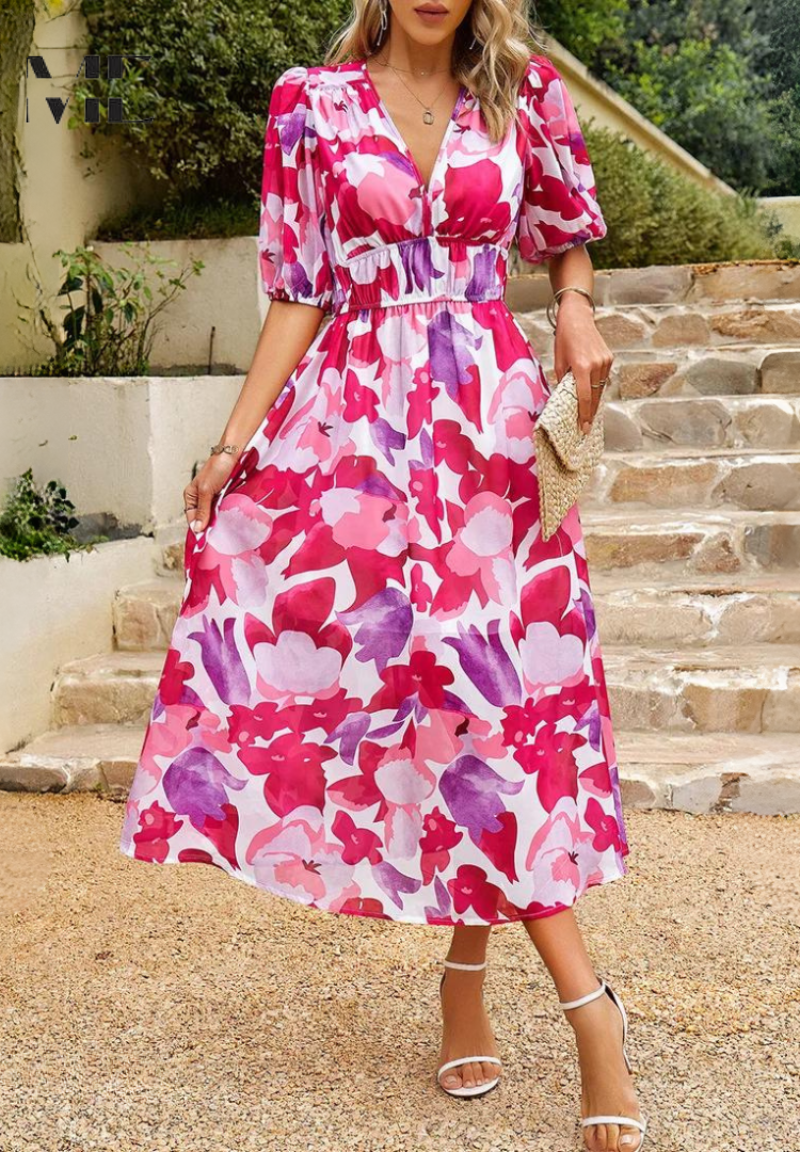 Xaviea | Festive Summer Floral Dress for Women