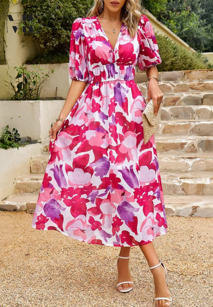 Xaviea | Festive Summer Floral Dress for Women