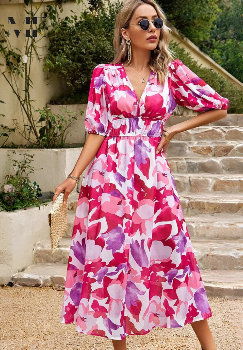 Xaviea | Festive Summer Floral Dress for Women