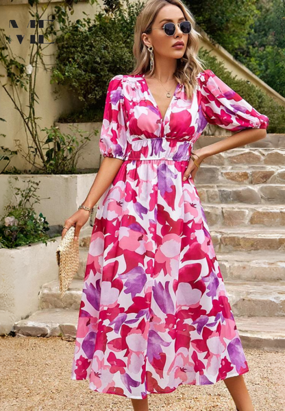 Xaviea | Festive Summer Floral Dress for Women