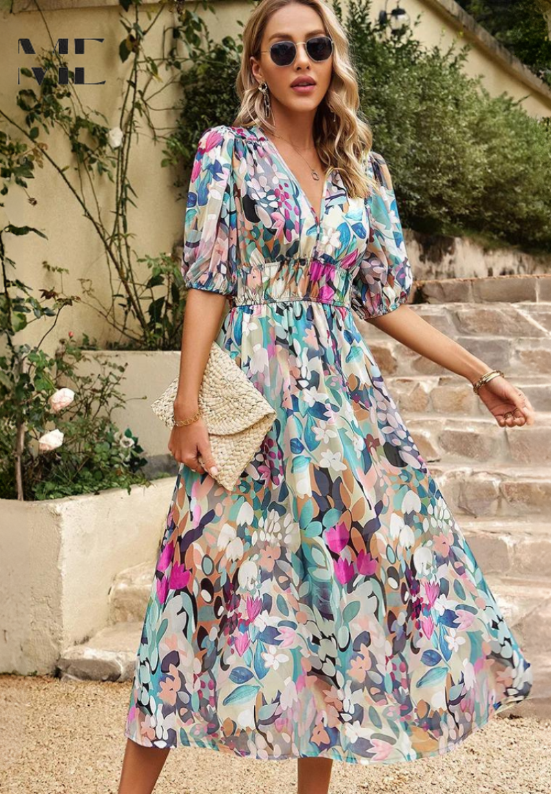 Xaviea | Festive Summer Floral Dress for Women