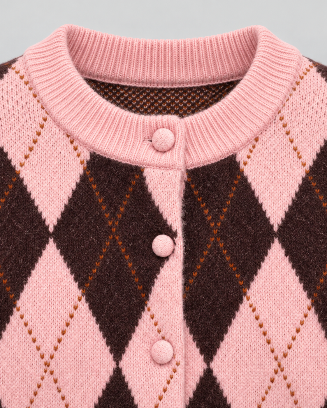 Women's Argyle Cardigan - Cropped Button Front Knit