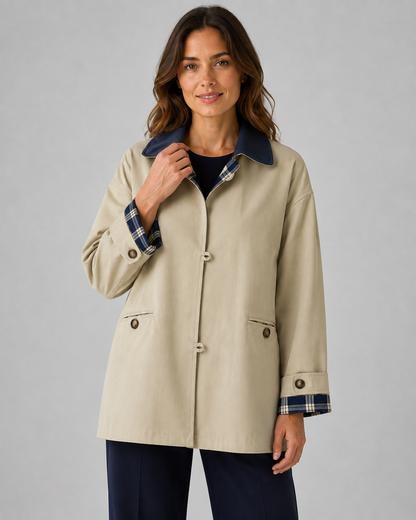 Women's Barn Jacket - Relaxed Fit Contrast Collar