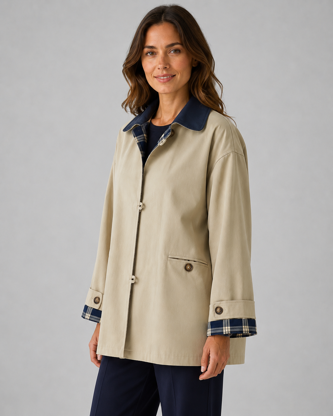 Women's Barn Jacket - Relaxed Fit Contrast Collar