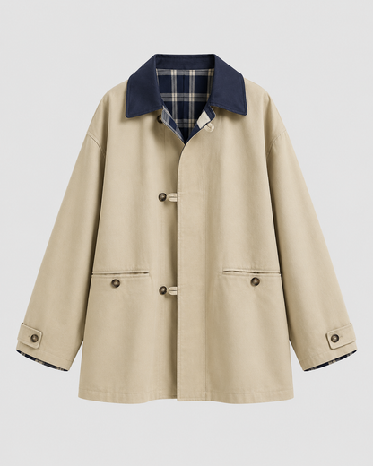 Women's Barn Jacket - Relaxed Fit Contrast Collar