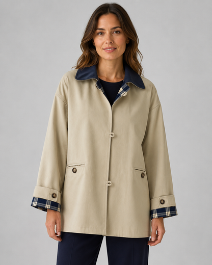 Women's Barn Jacket - Relaxed Fit Contrast Collar