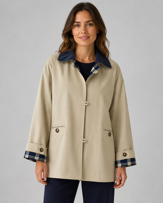 Women's Barn Jacket - Relaxed Fit Contrast Collar