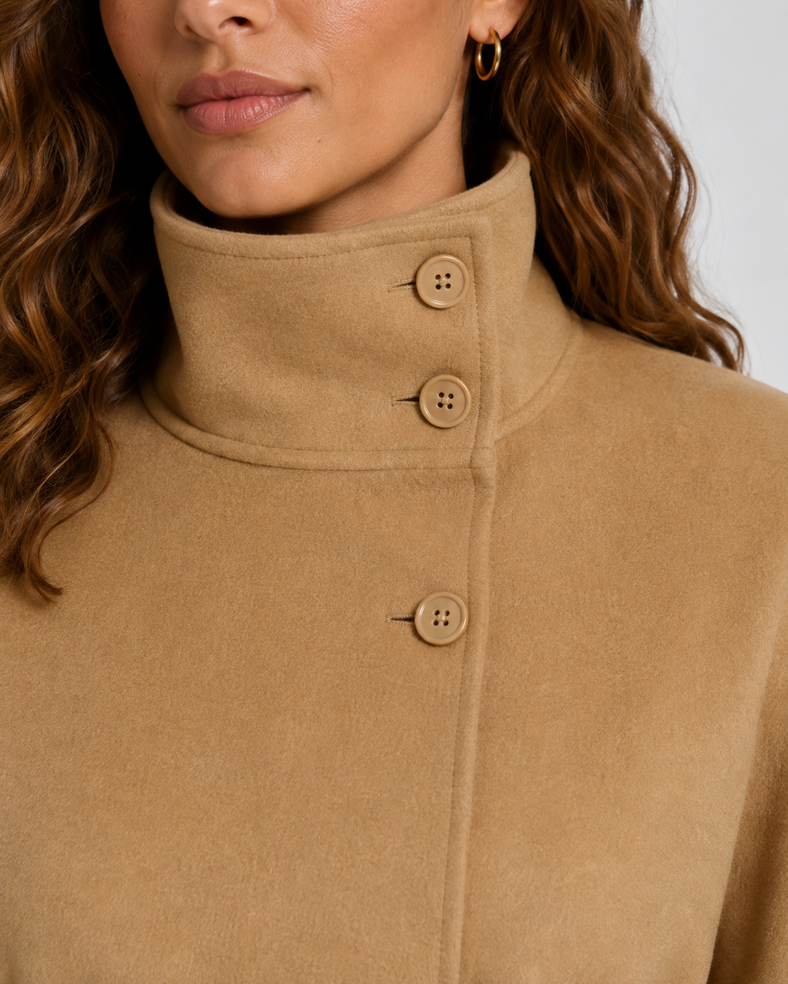 Women's Cape Coat - Belted Funnel Neck Wide Sleeve