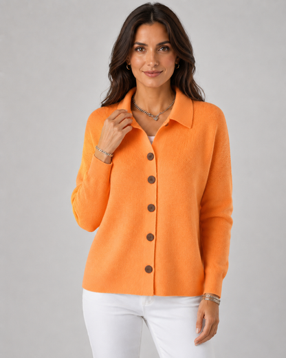 Women's Knit Cardigan - Button Front Collared Sweater