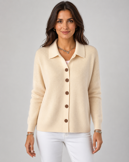 Women's Knit Cardigan - Button Front Collared Sweater