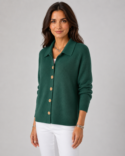 Women's Knit Cardigan - Button Front Collared Sweater