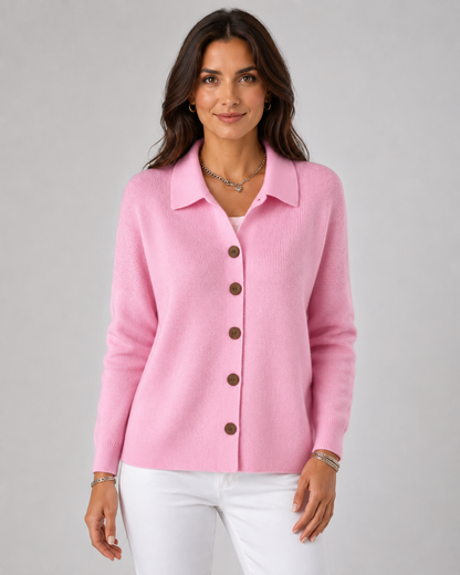 Women's Knit Cardigan - Button Front Collared Sweater