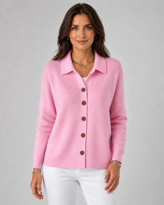 Women's Knit Cardigan - Button Front Collared Sweater