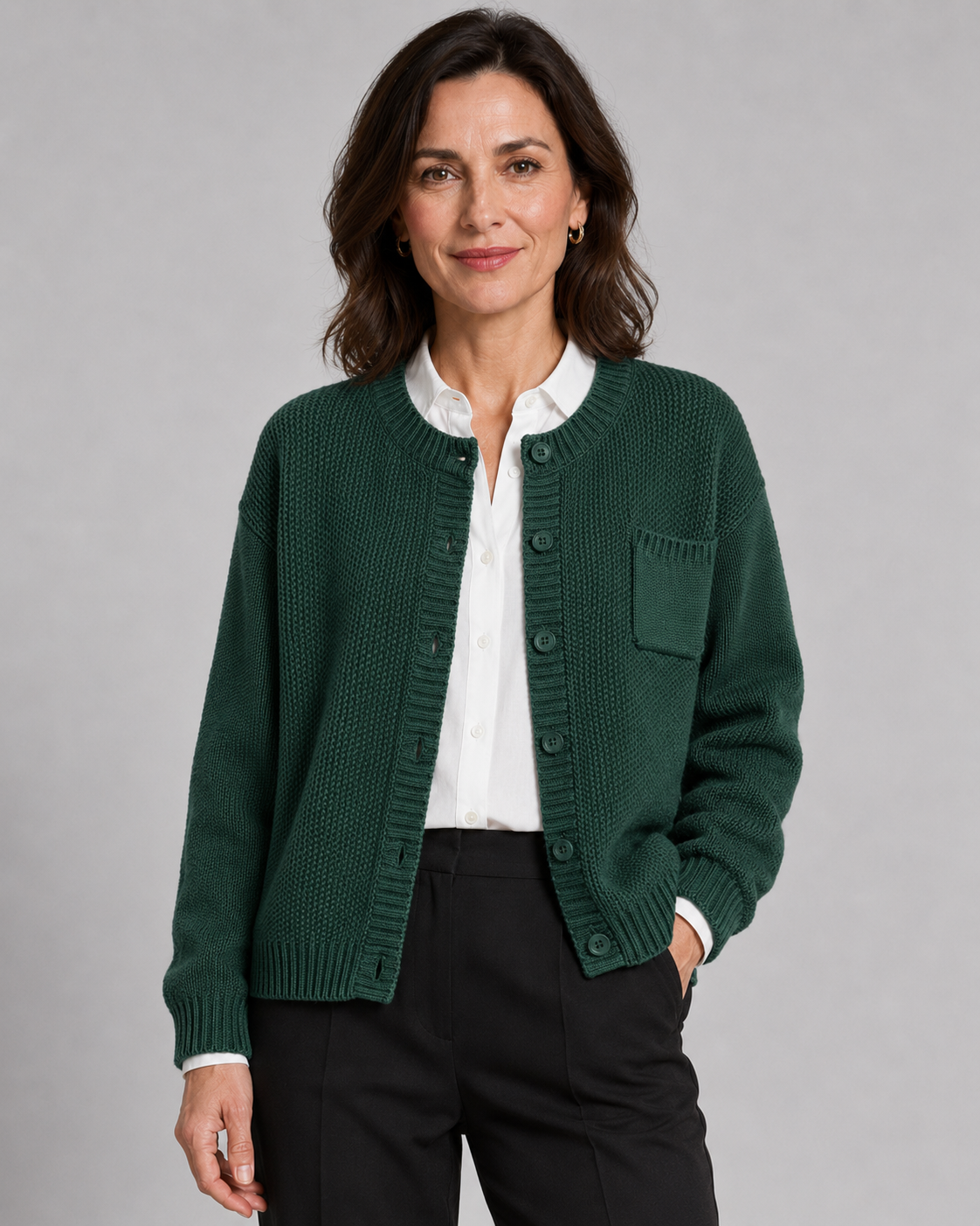Women's Knit Cardigan - Button Front with Pockets