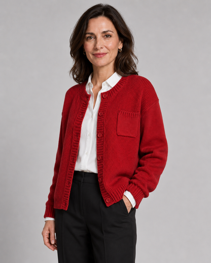 Women's Knit Cardigan - Button Front with Pockets