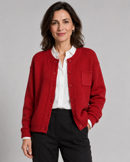 Women's Knit Cardigan - Button Front with Pockets