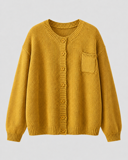 Women's Knit Cardigan - Button Front with Pockets