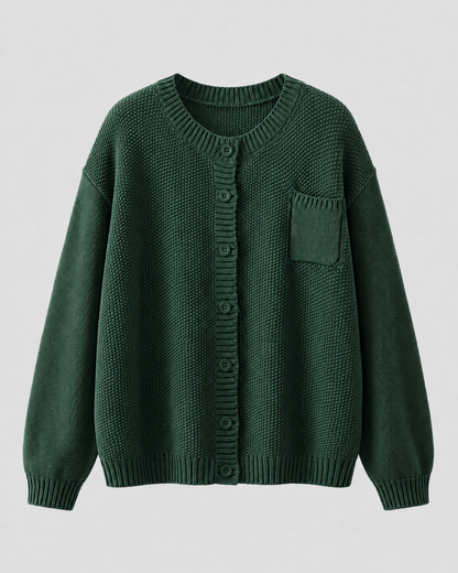 Women's Knit Cardigan - Button Front with Pockets