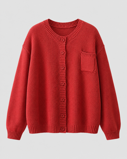 Women's Knit Cardigan - Button Front with Pockets