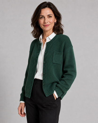 Women's Knit Cardigan - Button Front with Pockets