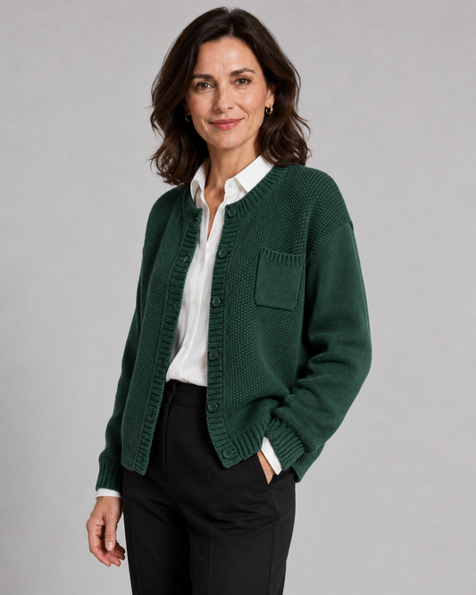 Women's Knit Cardigan - Button Front with Pockets