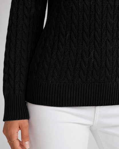 Women's Cable Knit Sweater - Crew Neck Long Sleeve