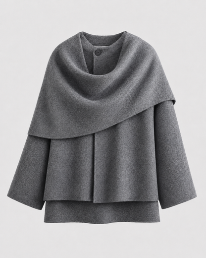 Women's Cape Coat - Scarf Collar Draped Oversized Fit