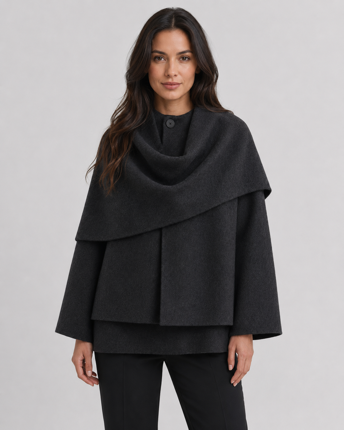 Women's Cape Coat - Scarf Collar Draped Oversized Fit