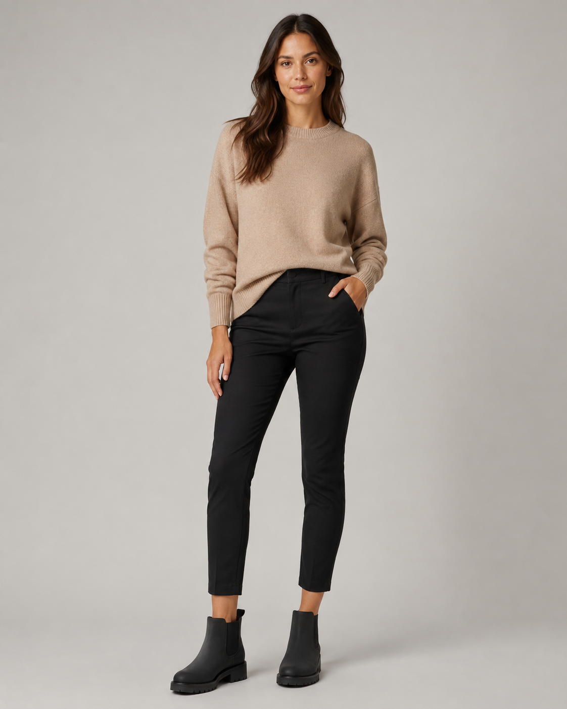 Women's Chelsea Boots - Suede Look Chunky Lug Sole