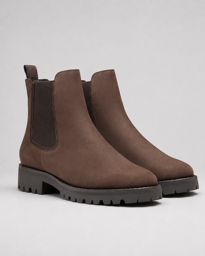 Women's Chelsea Boots - Suede Look Chunky Lug Sole