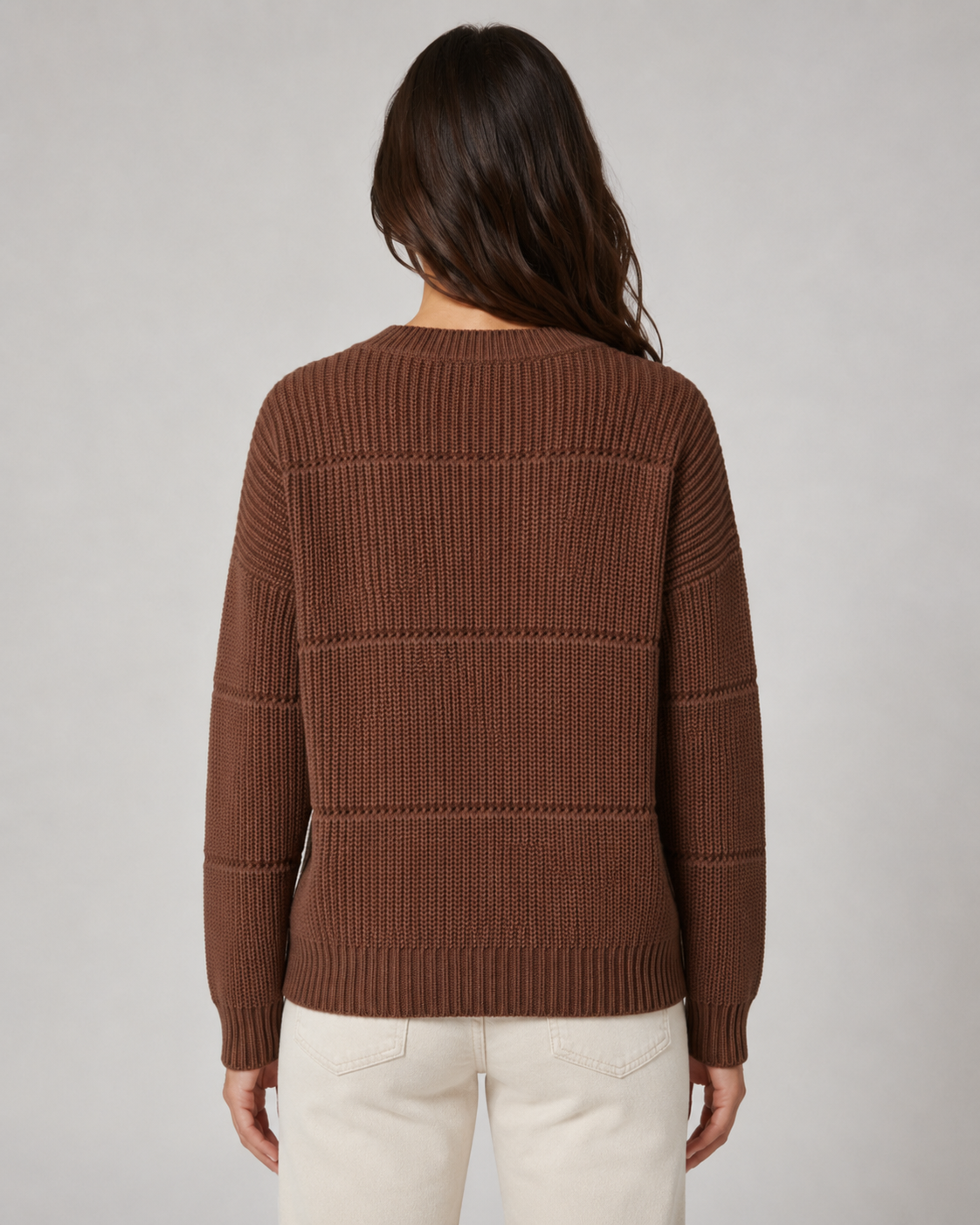 Women's Chunky Knit Sweater - Relaxed Crew Neck