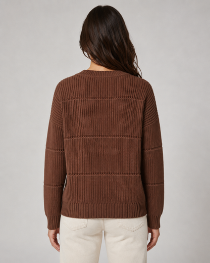 Women's Chunky Knit Sweater - Relaxed Crew Neck