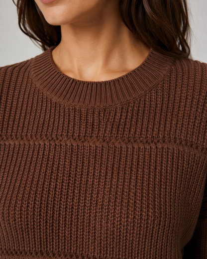 Women's Chunky Knit Sweater - Relaxed Crew Neck
