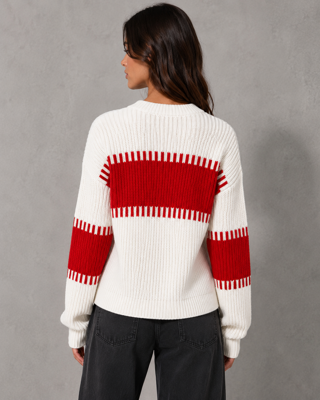 Women's Color Block Sweater - Crew Neck Relaxed Fit