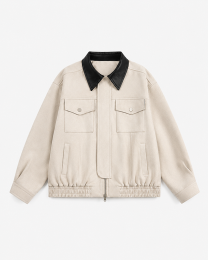 Women's Suede Barn Jacket - Cropped Casual Jacket