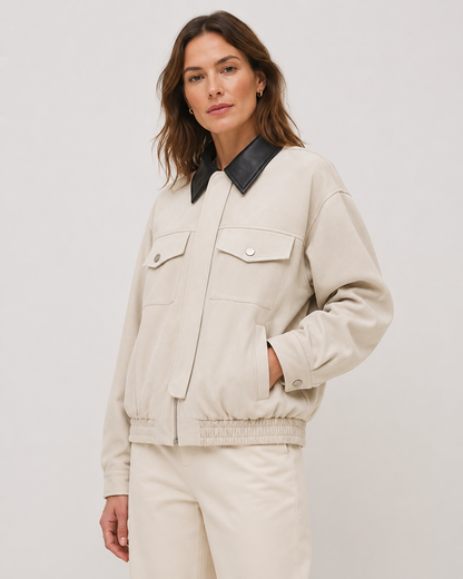 Women's Suede Barn Jacket - Cropped Casual Jacket