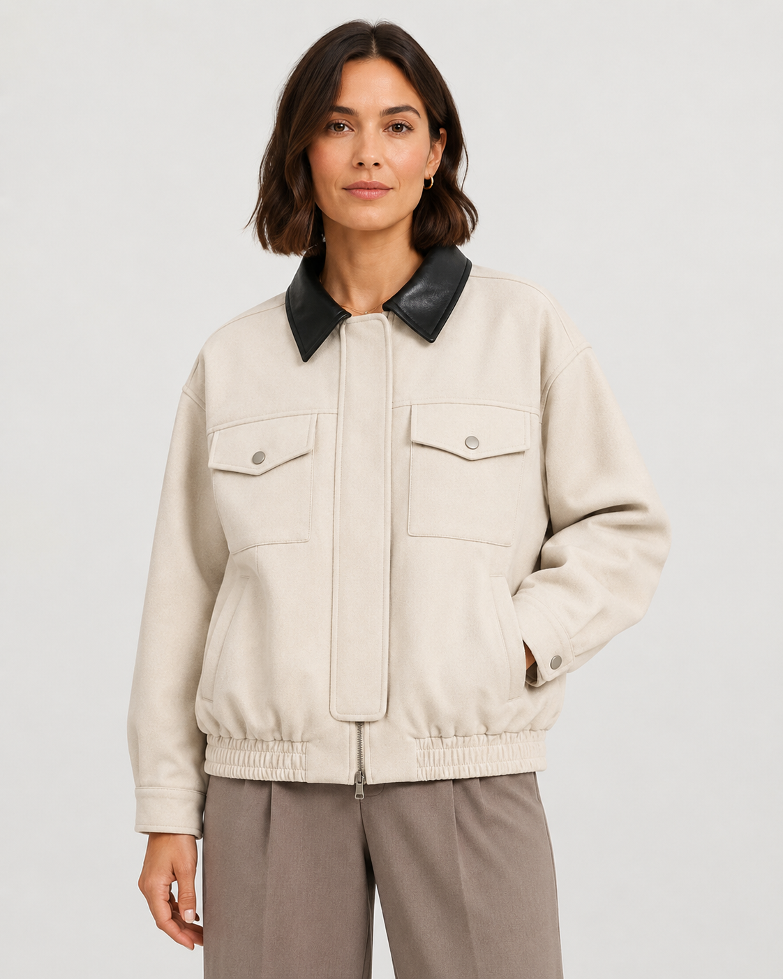 Women's Suede Barn Jacket - Cropped Casual Jacket