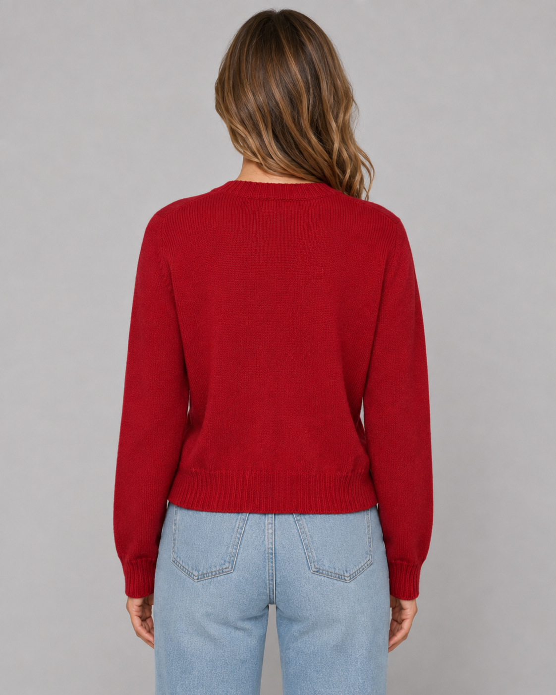 Women's Cropped Cardigan - Button Front Crew Neck Sweater