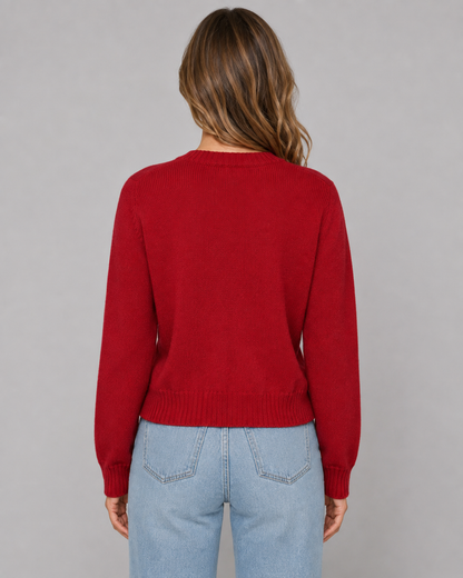 Women's Cropped Cardigan - Button Front Crew Neck Sweater