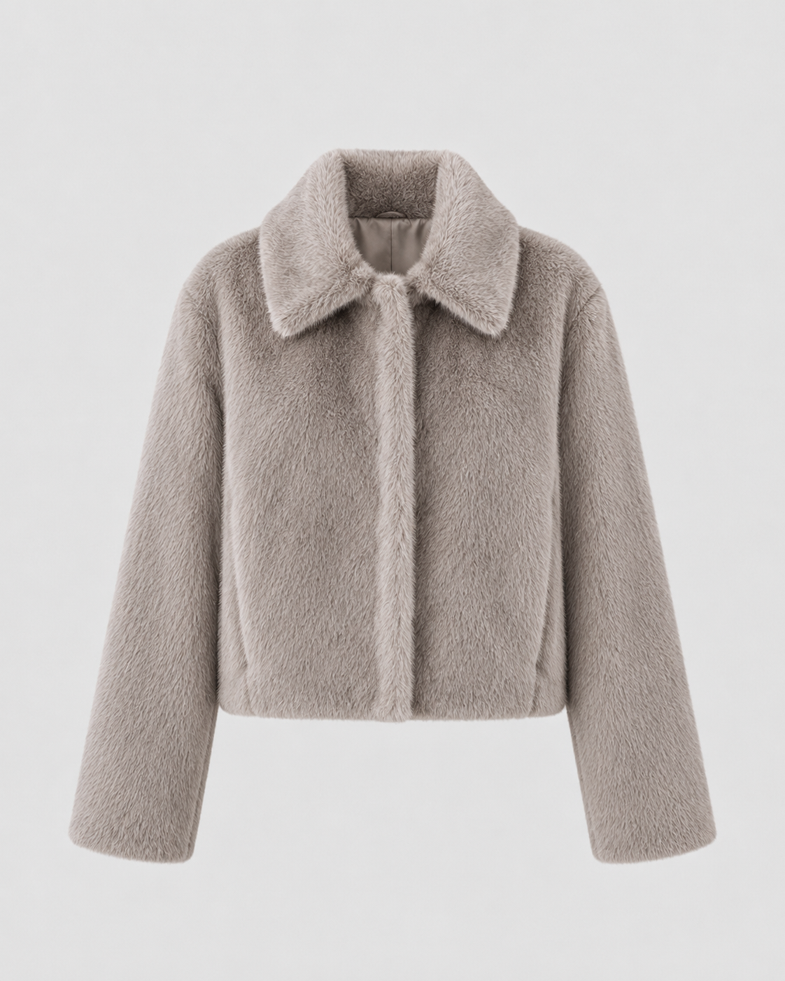 Women's Faux Fur Jacket - Cropped Wide Collar Winter Coat