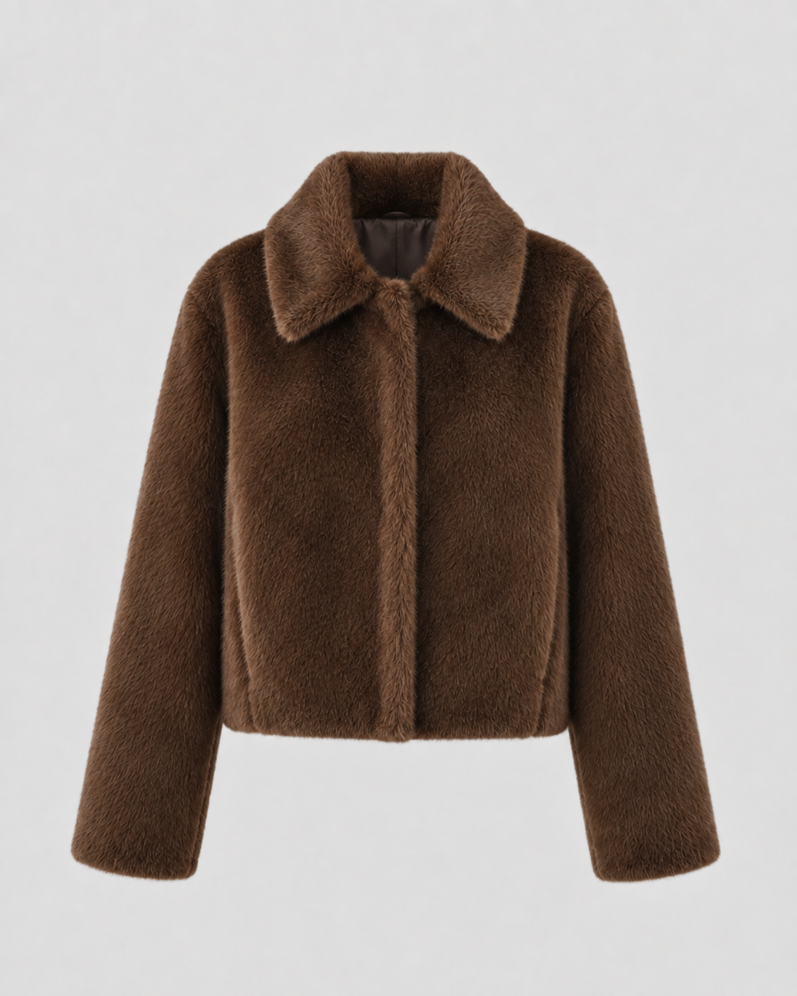 Women's Faux Fur Jacket - Cropped Wide Collar Winter Coat