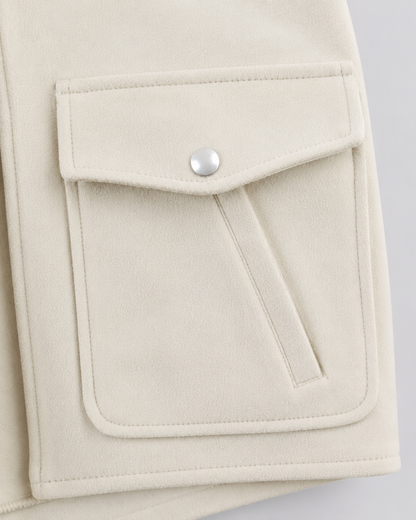 Women's Suede Jacket - Cropped Zip Up Jacket with Pockets