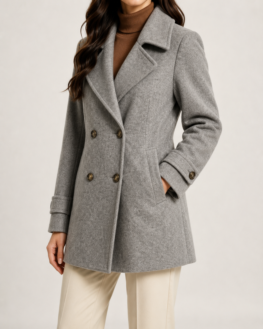 Women's Winter Coat - Double Breasted Short Tailored Coat