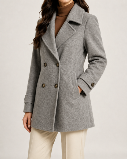Women's Winter Coat - Double Breasted Short Tailored Coat