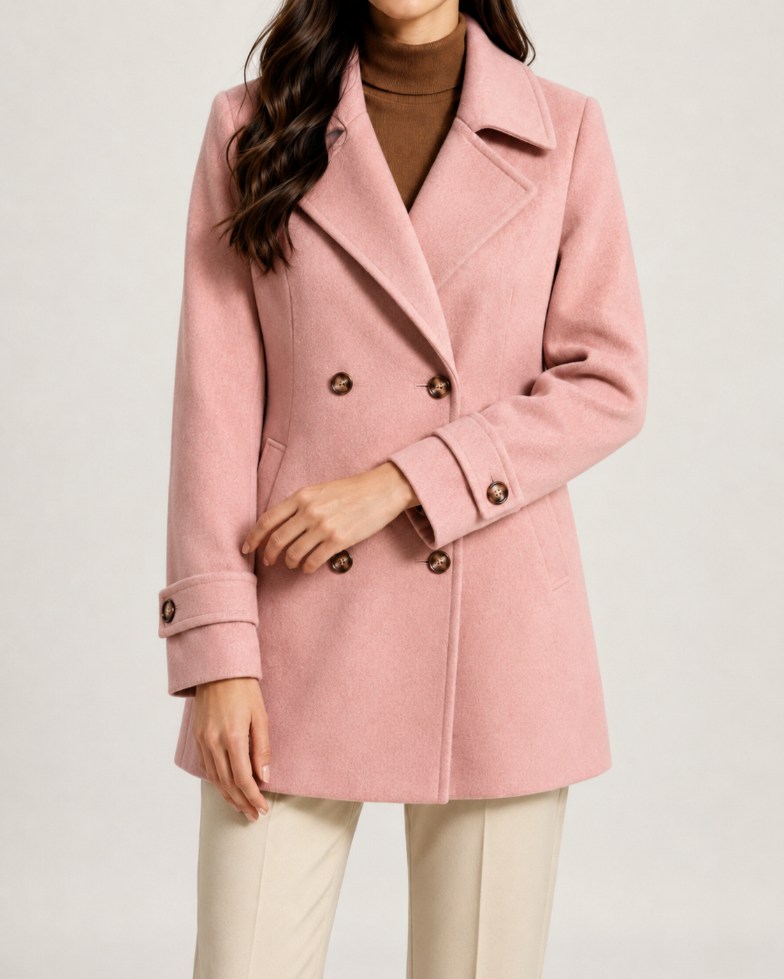 Women's Winter Coat - Double Breasted Short Tailored Coat
