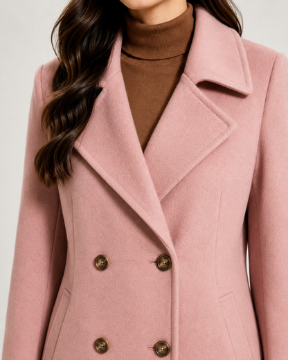 Women's Winter Coat - Double Breasted Short Tailored Coat