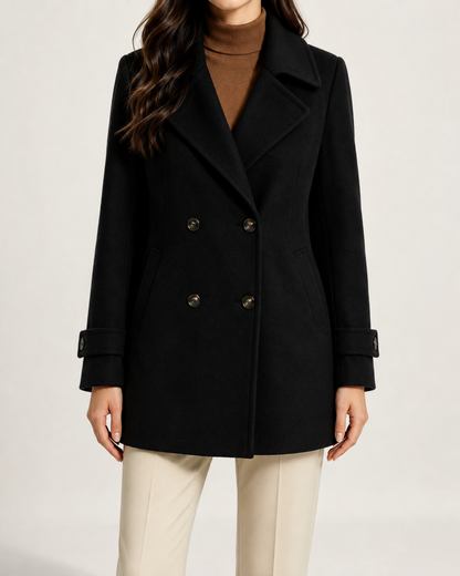 Women's Winter Coat - Double Breasted Short Tailored Coat