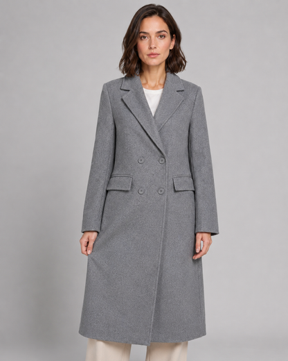 Women's Winter Coat - Long Double Breasted Wool-Style Coat