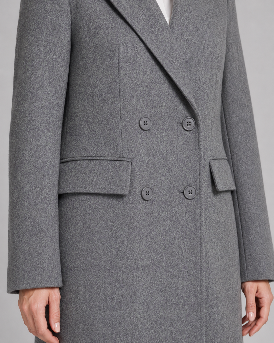 Women's Winter Coat - Long Double Breasted Wool-Style Coat